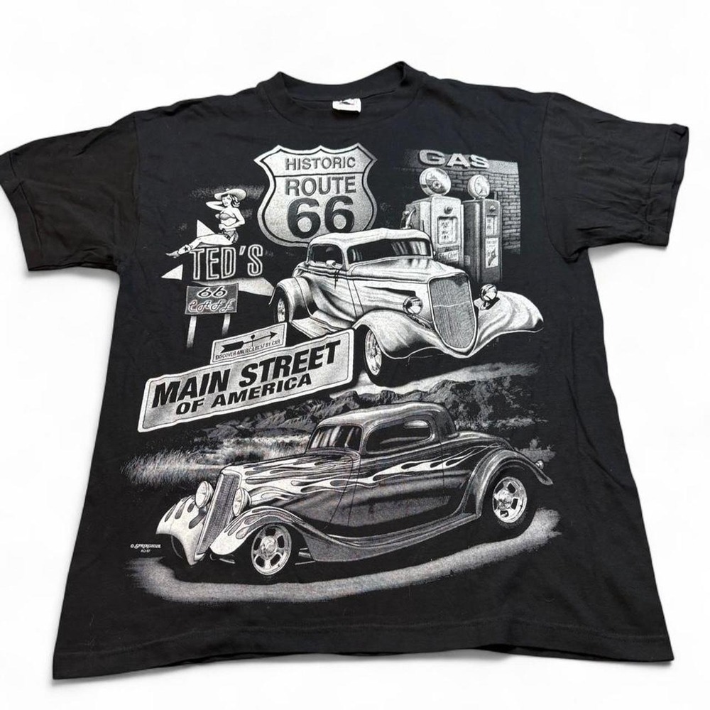 Vintage all over print Route 66 Main Street streetwear tshirt size large